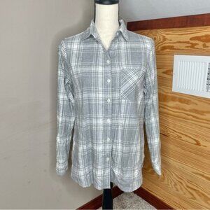 Old Navy The Classic Shirt Grey Plaid Button Up Flannel Shirt Medium